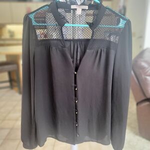 Forever 21 Black Sheer Lace Blouse